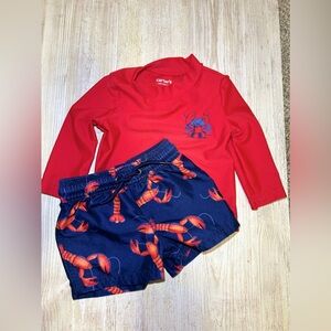 Carters EUC 6 month swim trunks with rash guard